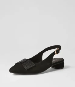 Floriest Black Suede Flat Shoes