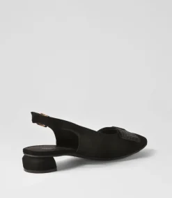 Floriest Black Suede Flat Shoes