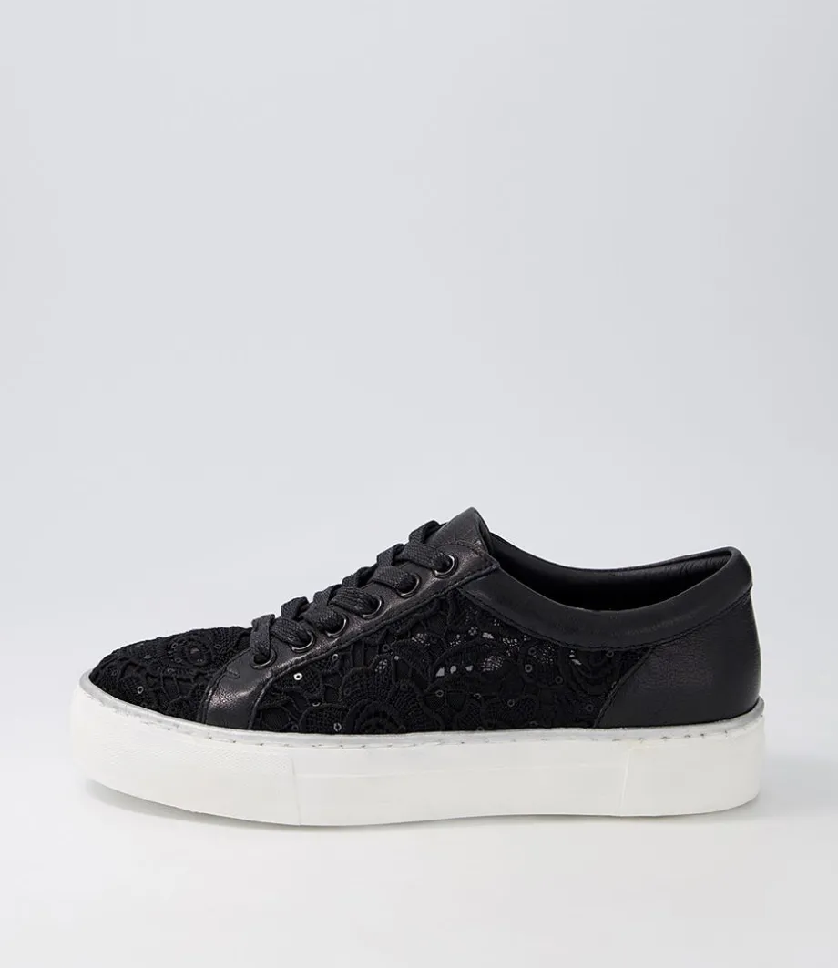 Florina Black Lace Leather Sneakers