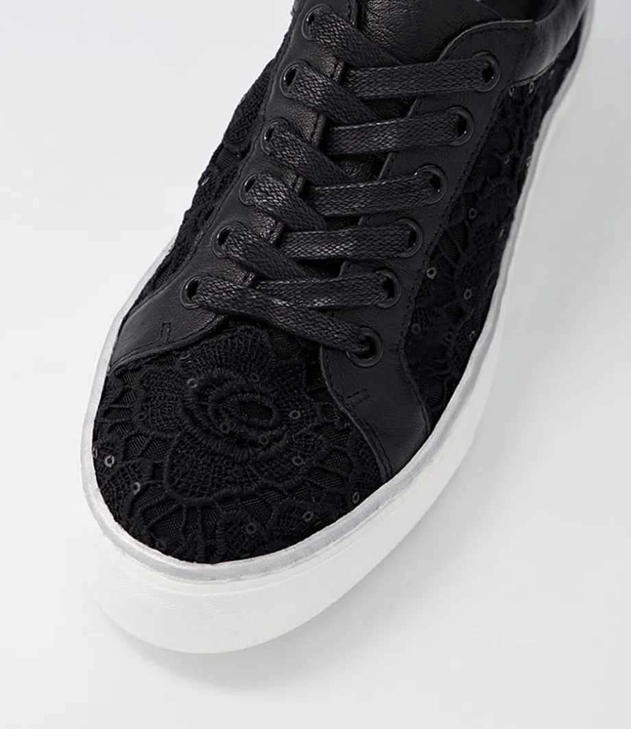 Florina Black Lace Leather Sneakers