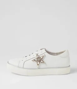 Foxxie White Silver Leather Jewels Sneakers