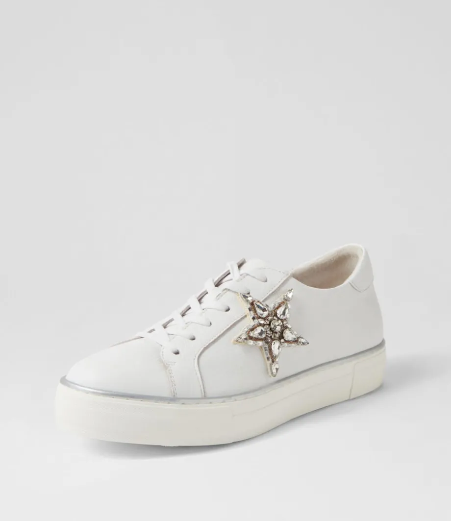 Foxxie White Silver Leather Jewels Sneakers