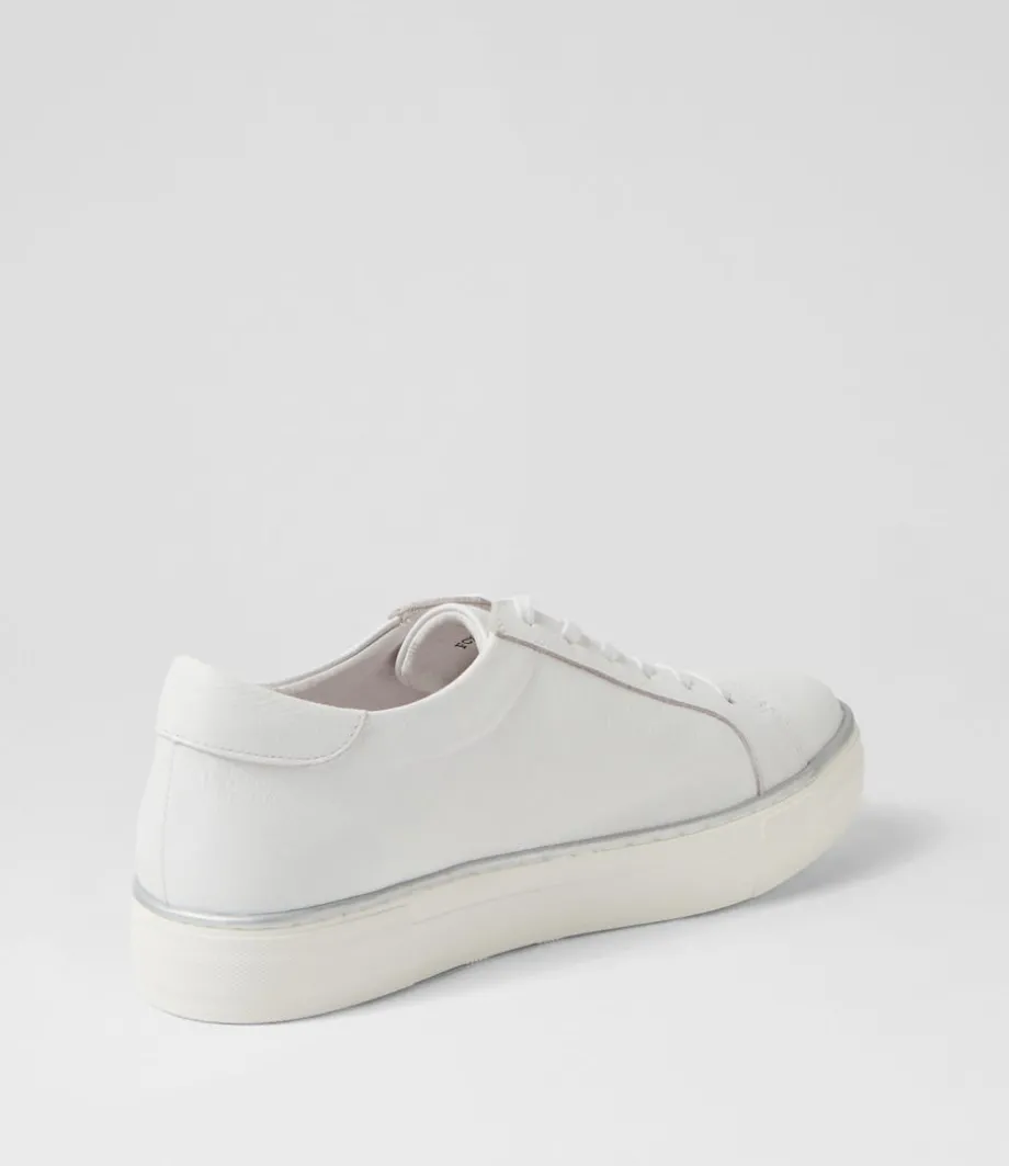 Foxxie White Silver Leather Jewels Sneakers