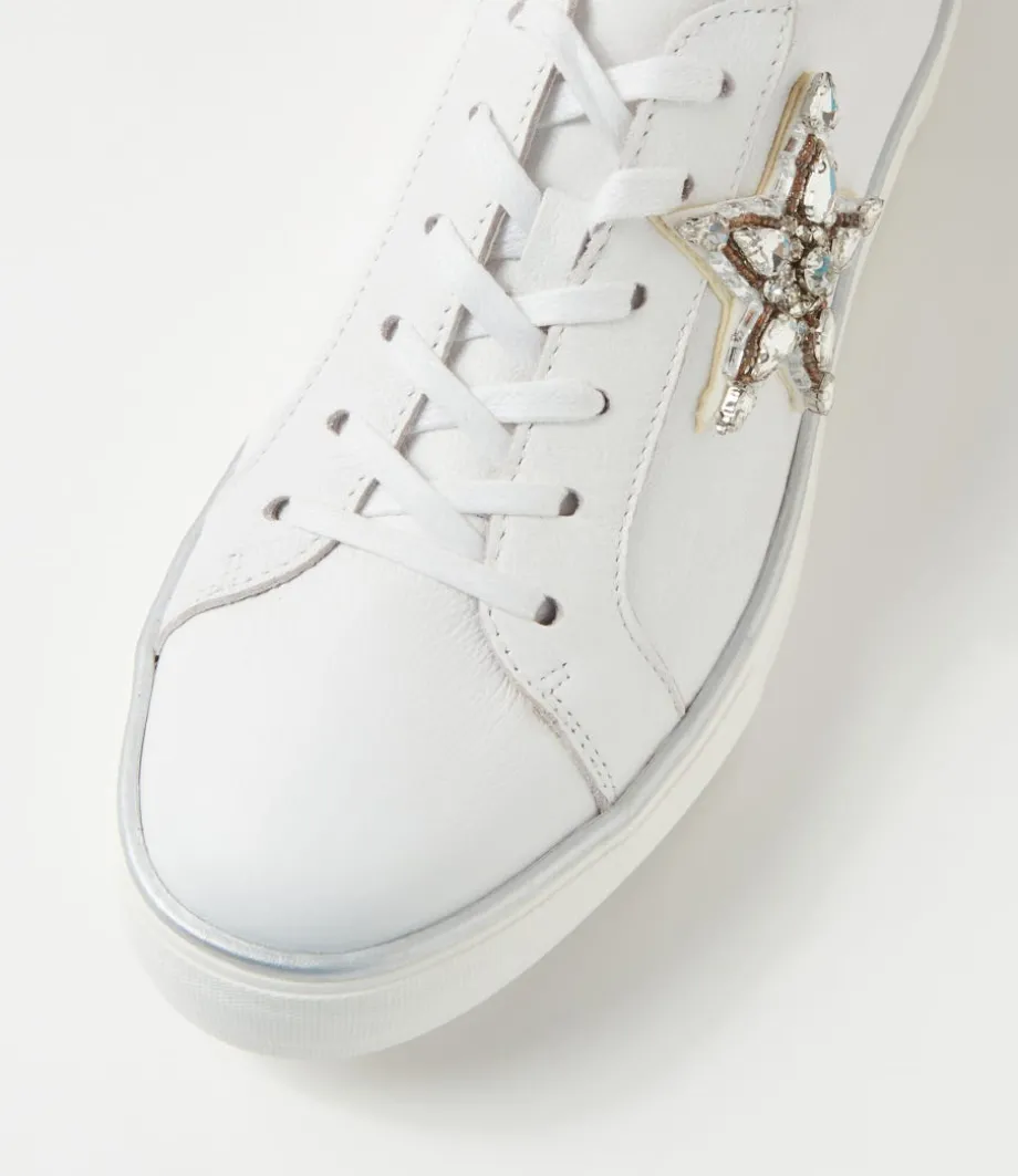 Foxxie White Silver Leather Jewels Sneakers