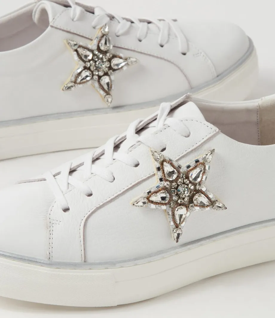 Foxxie White Silver Leather Jewels Sneakers