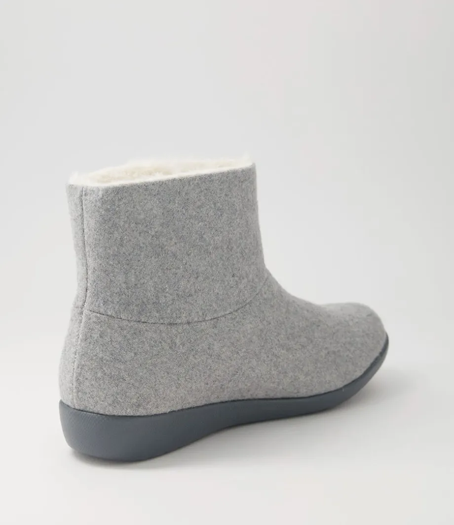 Frilla Xw Grey Beige Fur Fabric Slippers
