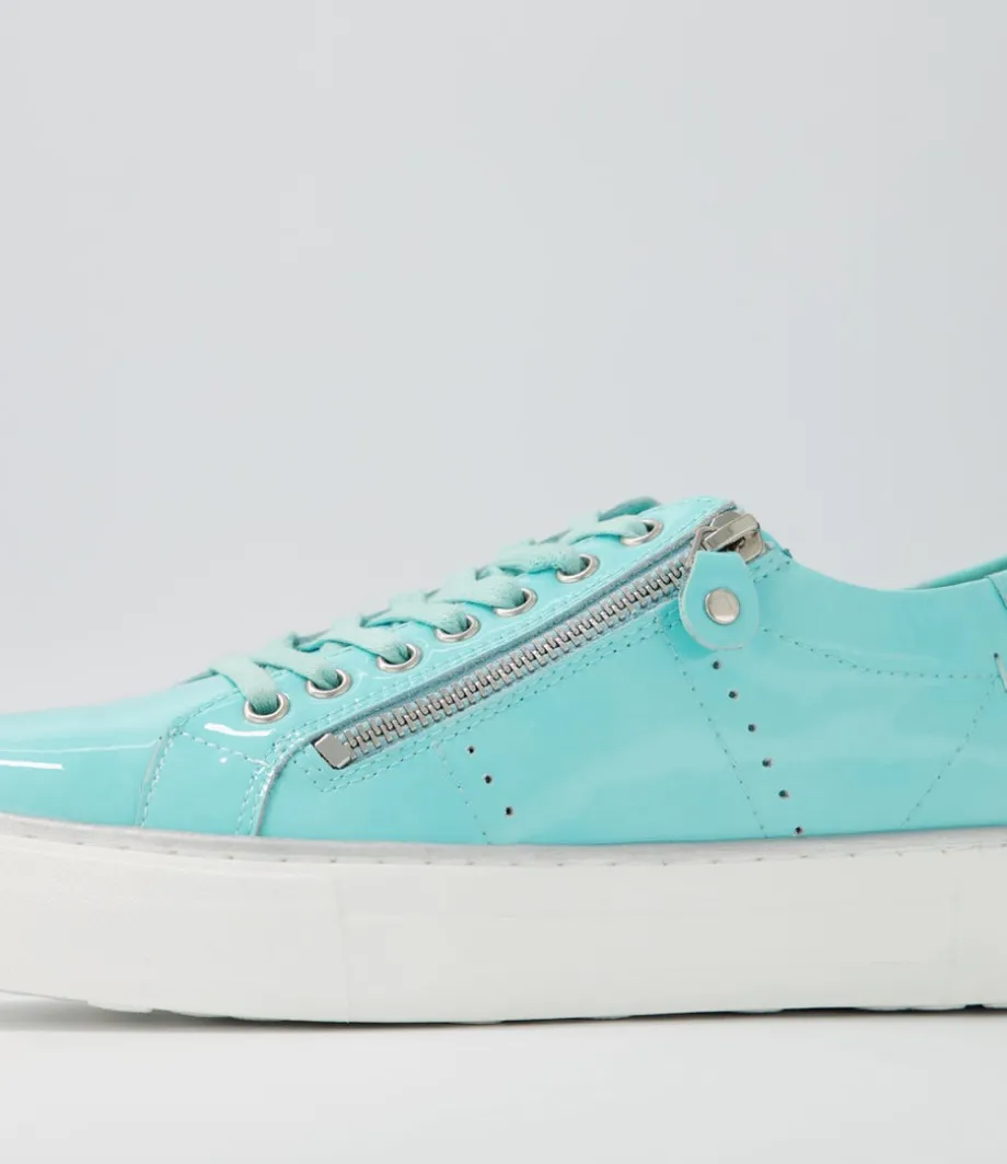 Froggy Light Aqua Patent Leather Sneakers