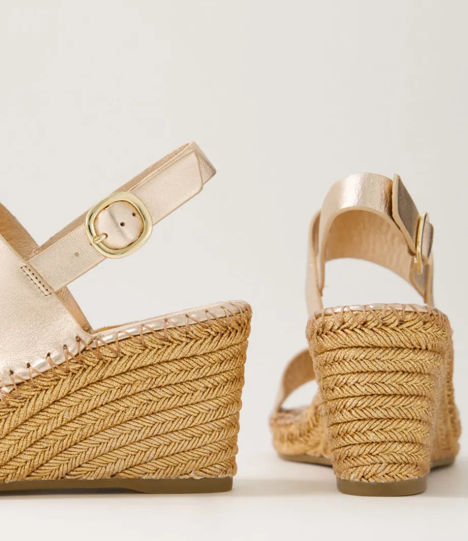 Gaga Rose Gold Rope Leather Sandals
