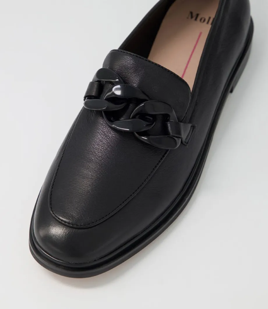 Gapril Black Leather Loafers