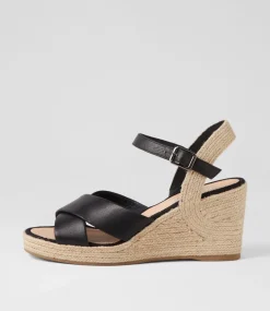 Ghosta Black Natural Rope Leather Espadrilles