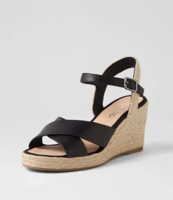Ghosta Black Natural Rope Leather Espadrilles