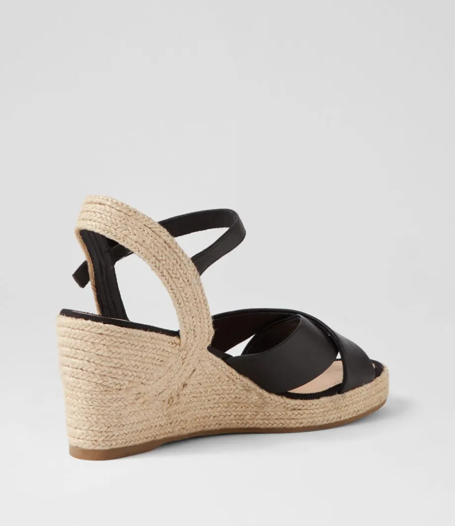 Ghosta Black Natural Rope Leather Espadrilles
