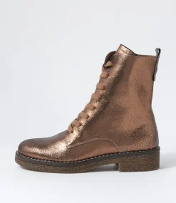 Gipsiee Bronze Crackle Leather Ankle Boots