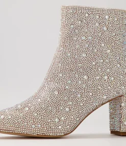 Glister Silver Jewel Fabric Ankle Boots
