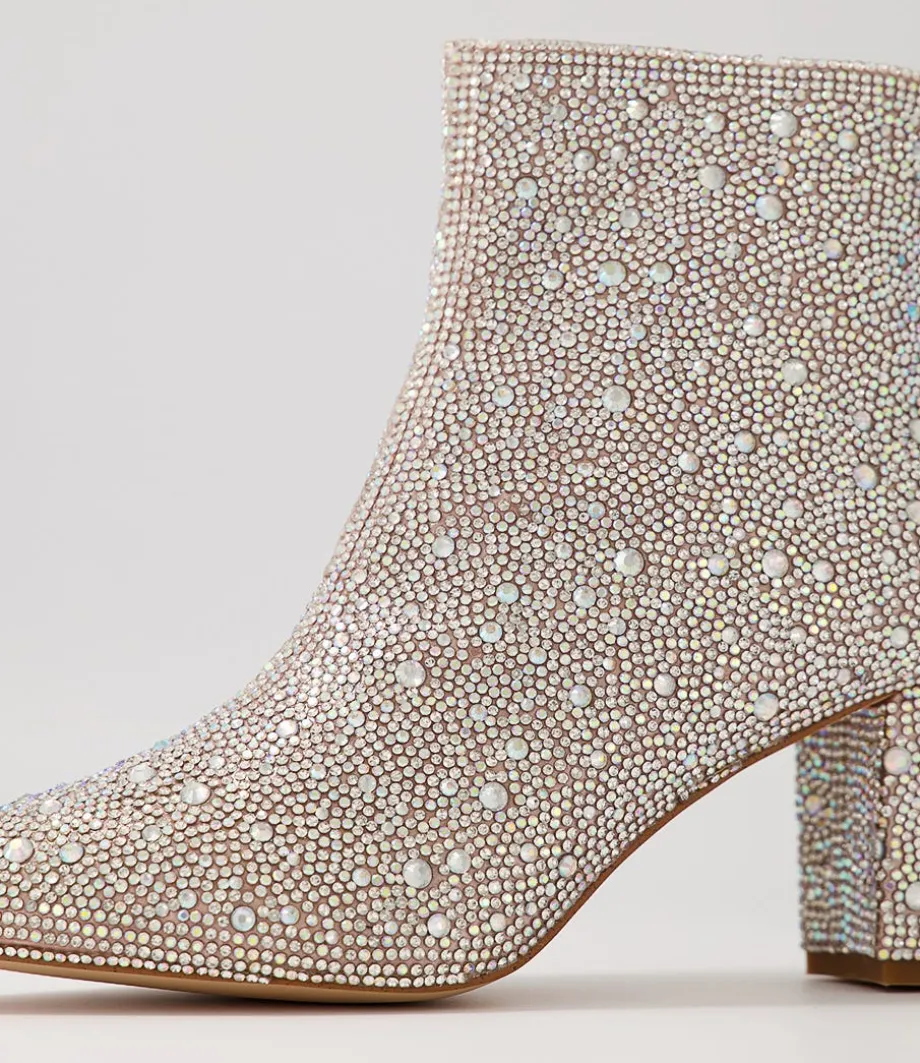 Glister Silver Jewel Fabric Ankle Boots