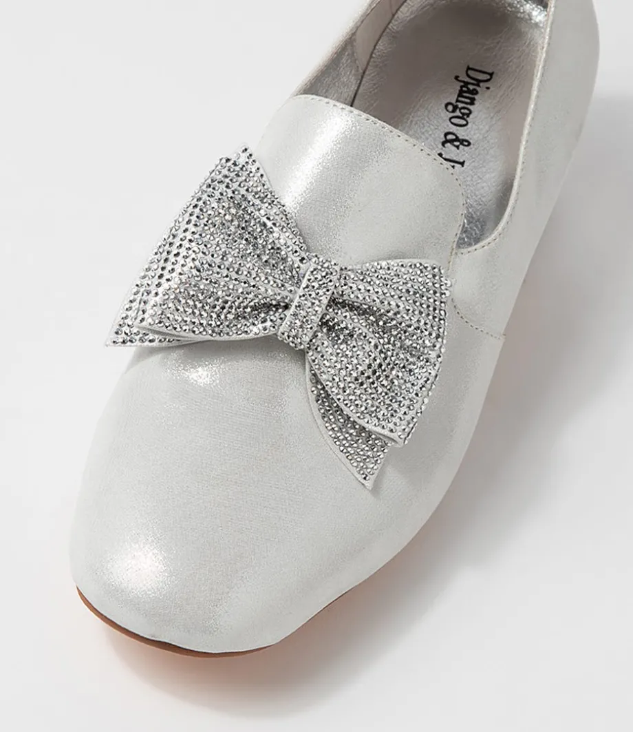 Grenada Silver Shimmer Leather Jewels Heels