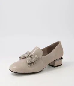 Grenada Taupe Leather Jewels Heels