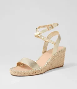 Guicey Pale Gold Leather Espadrilles