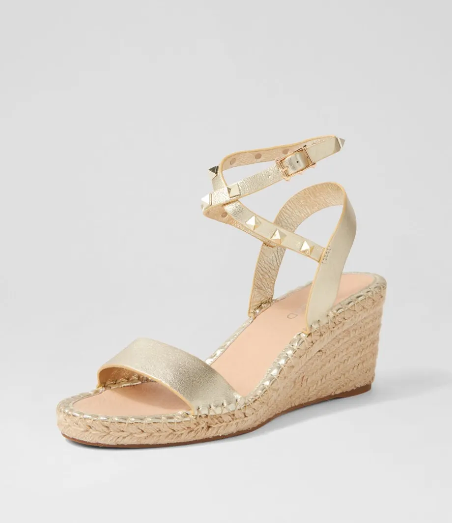 Guicey Pale Gold Leather Espadrilles