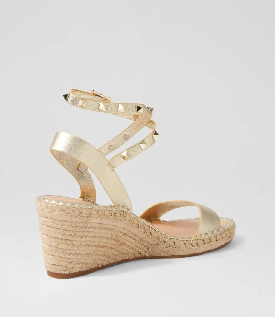 Guicey Pale Gold Leather Espadrilles