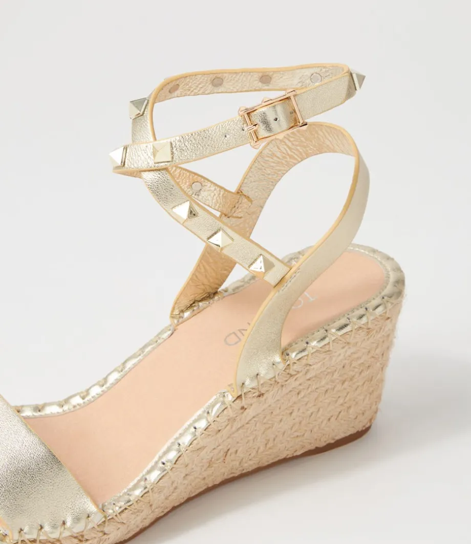Guicey Pale Gold Leather Espadrilles
