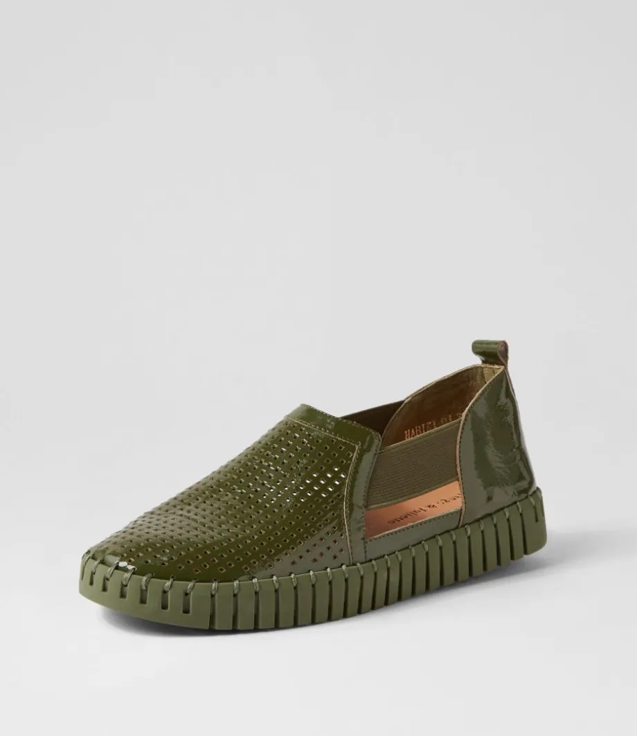 Habiki Khaki Patent Leather Sneakers