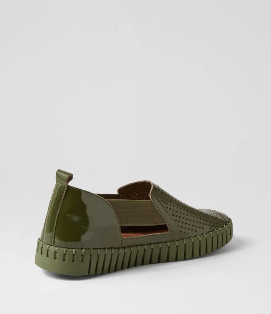 Habiki Khaki Patent Leather Sneakers