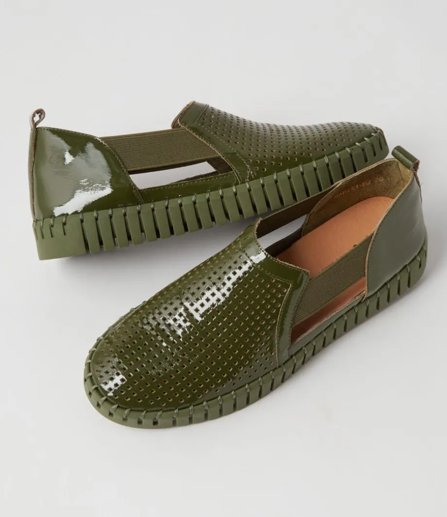 Habiki Khaki Patent Leather Sneakers