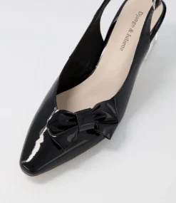Hadia Black Clear Heel Patent Leather Heels