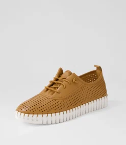Haide Dark Tan White Leather Sneakers