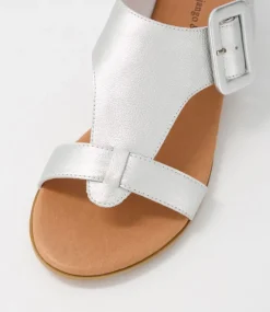 Halle Silver Leather Slides