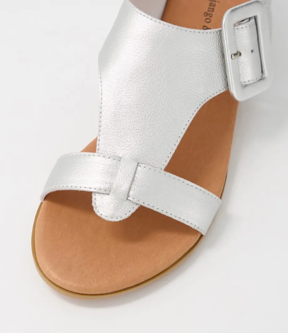 Halle Silver Leather Slides