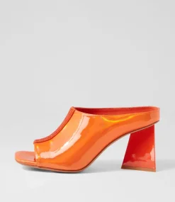 Halley Orange Mirror Patent Mules