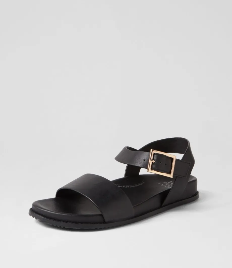 Hammil W Black Leather Sandals