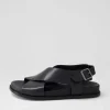 Hanako W Black Leather Sandals