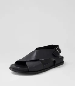 Hanako W Black Leather Sandals
