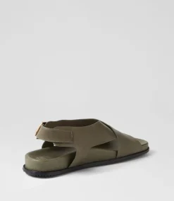 Hanako W Olive Leather Sandals