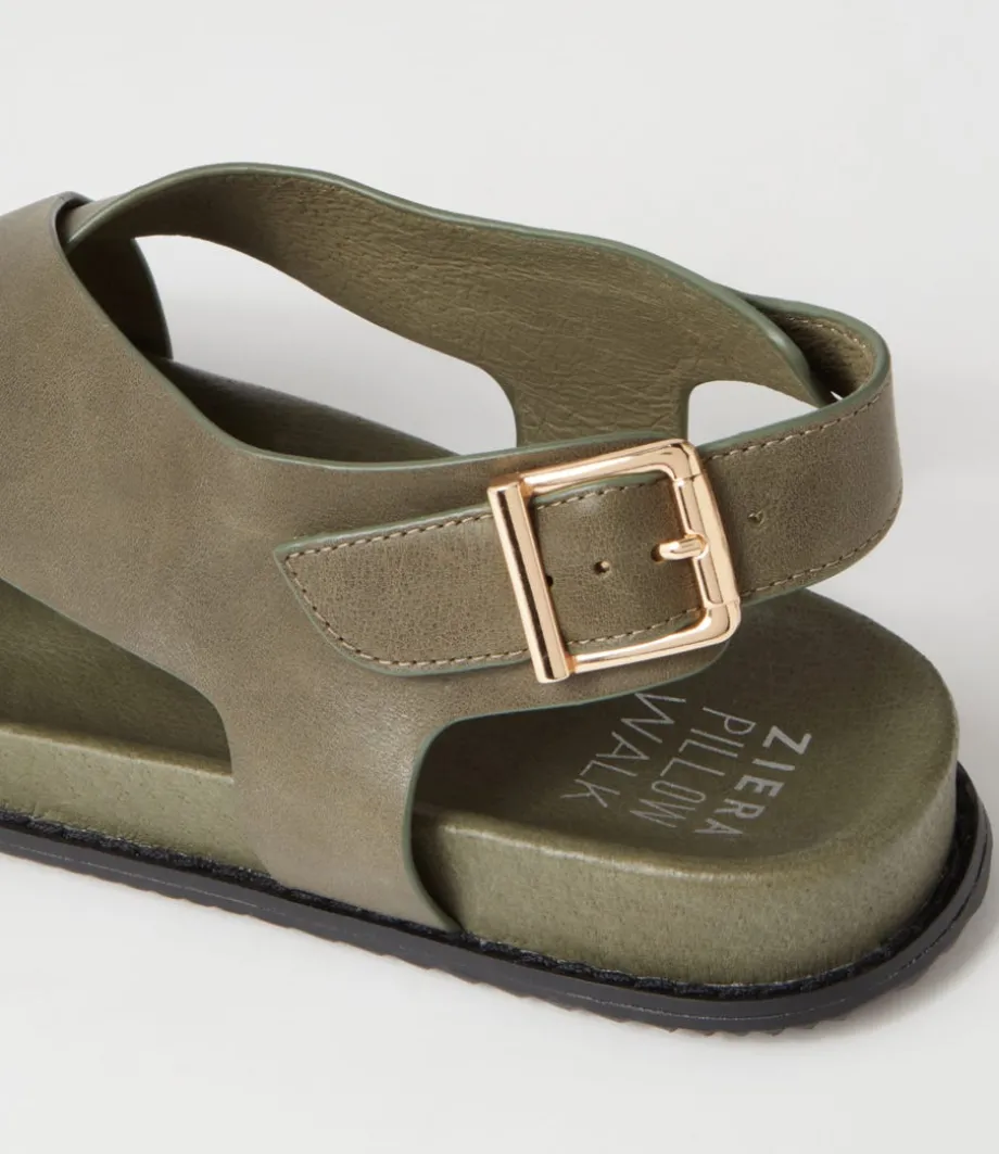 Hanako W Olive Leather Sandals