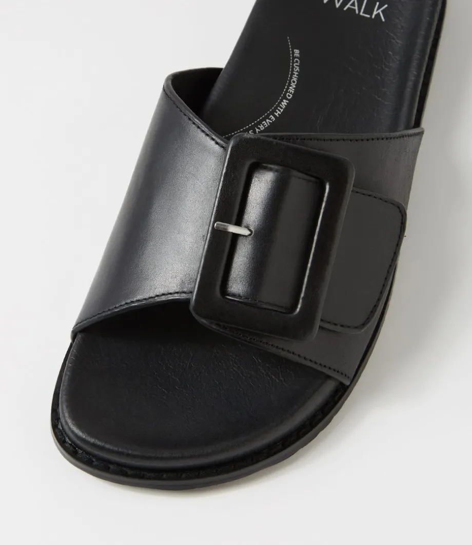 Hanyu W Black Leather Slides