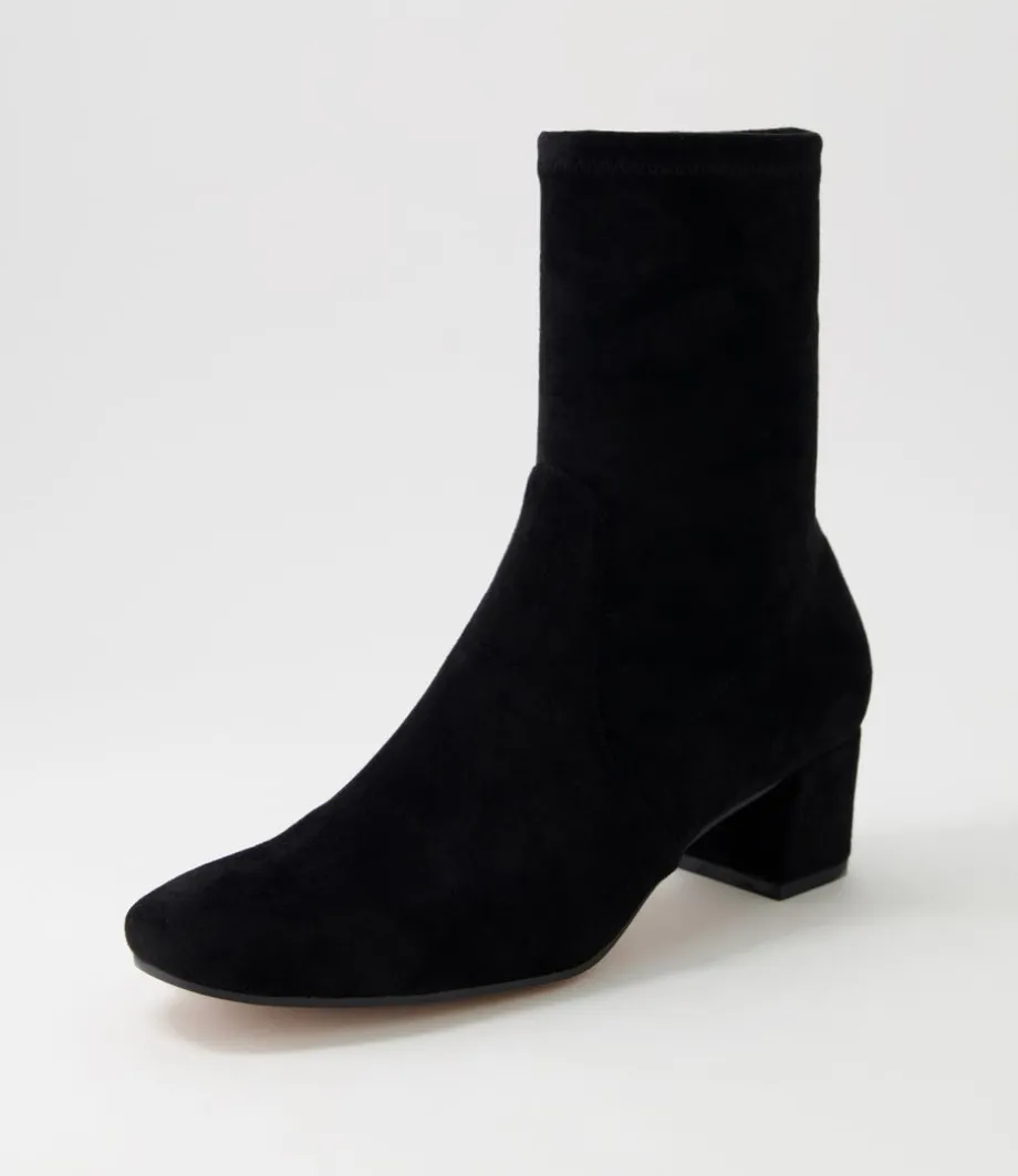 Hartful Black Stretch Microsuede Ankle Boots