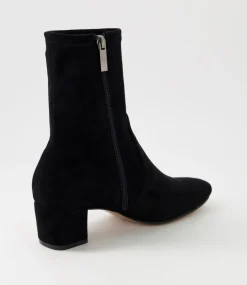 Hartful Black Stretch Microsuede Ankle Boots