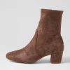 Hartful Taupe Sparkle Stretch Microsuede Ankle Boots