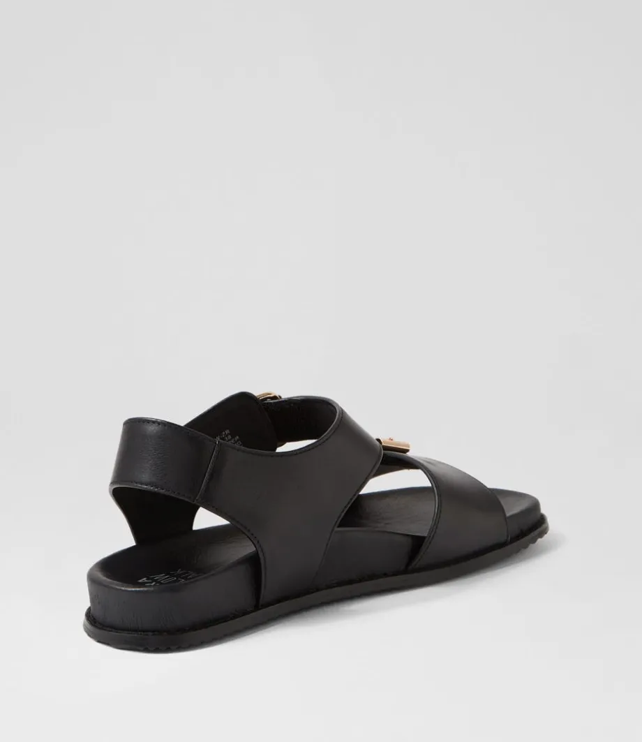 Hastice W Black Leather Sandals