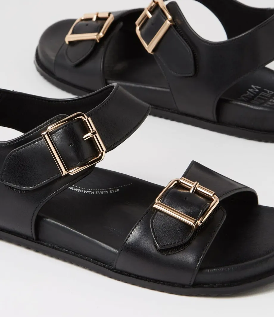 Hastice W Black Leather Sandals