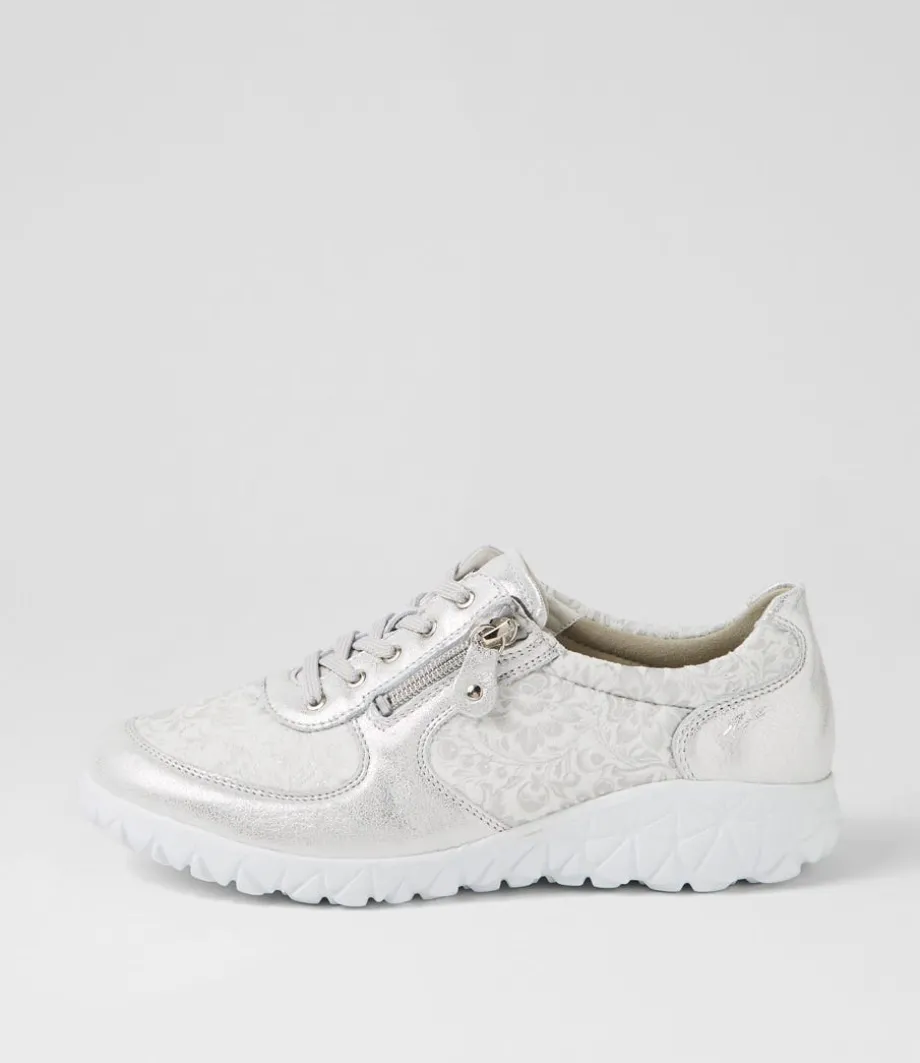 Havy Silber Weiss Leather Sneakers