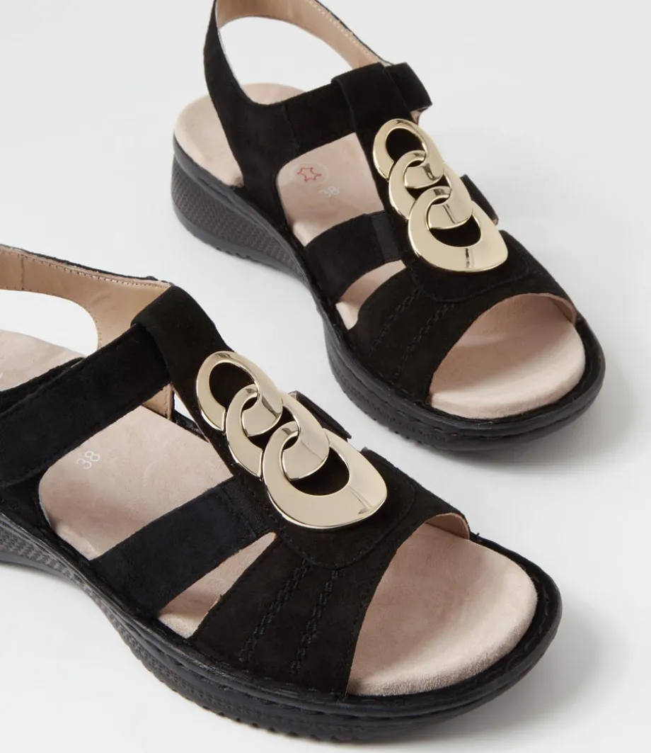 Hawaii 11 Schwarz Suede Sandals