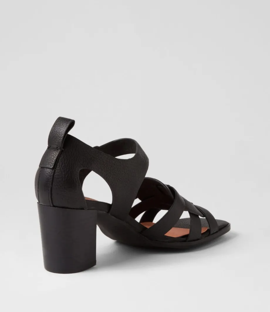 Hayat Black Leather Sandals