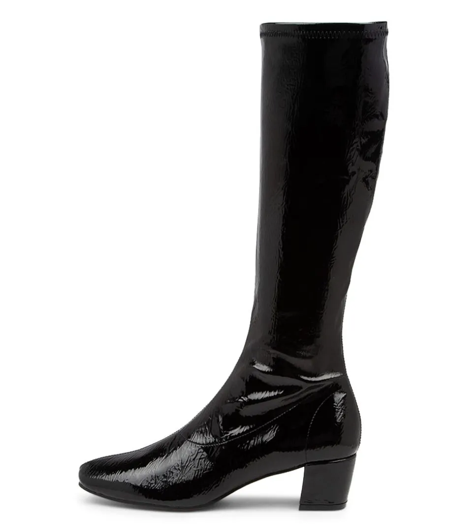 Hayleys Black Patent Pu Knee High Boots