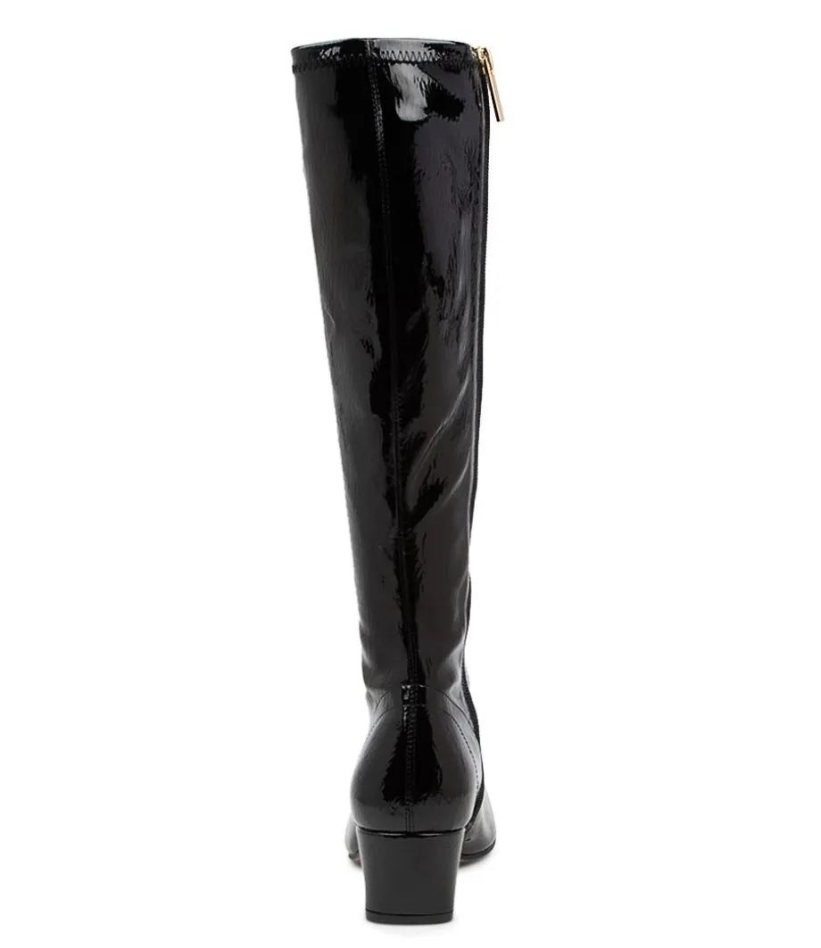Hayleys Black Patent Pu Knee High Boots