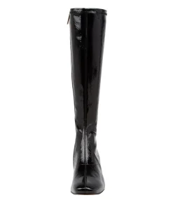 Hayleys Black Patent Pu Knee High Boots